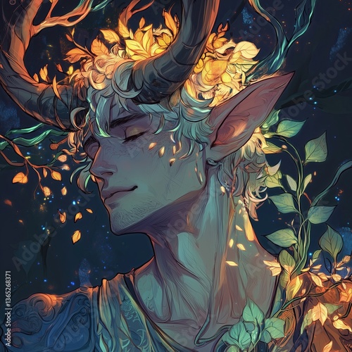Mythical forest guardian enchanted grove digital art fantasy close-up nature spirit concept