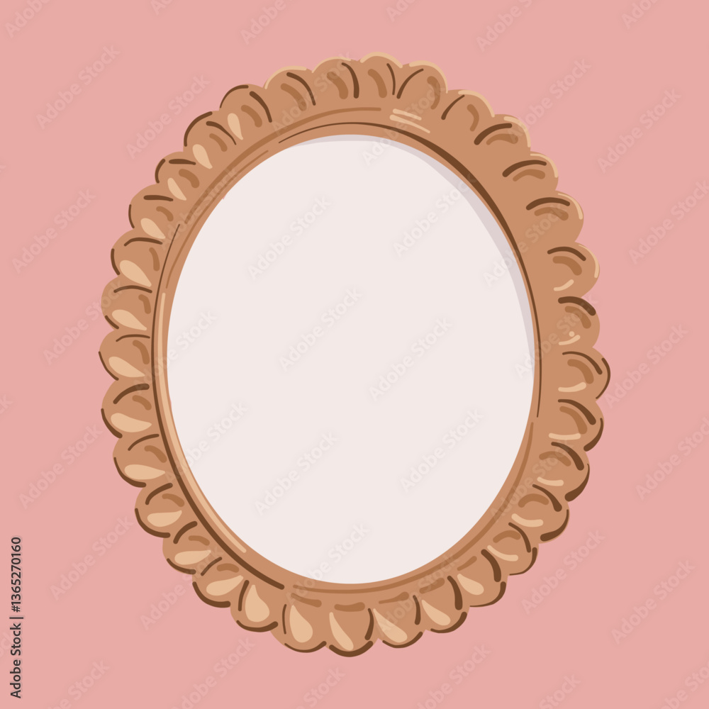 Round Golden Frame in Pastel Background Illustration