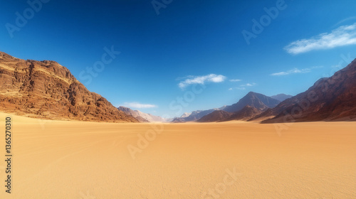 Remote Desert Plain in Harsh Sunlight