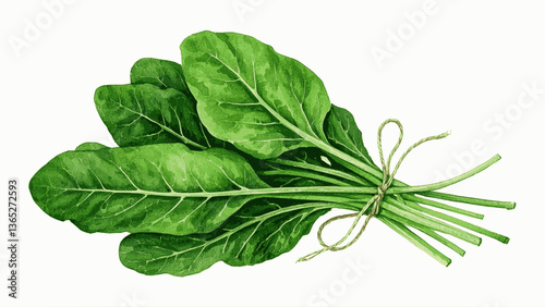 Green Spinach isolated watercolor vector illustration svg