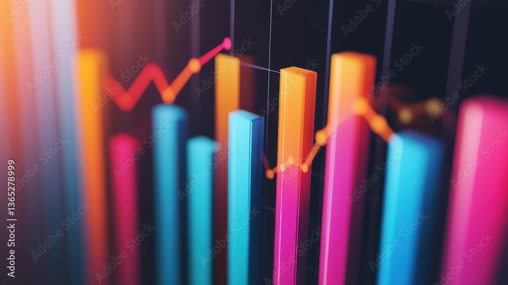 Fototapeta premium A D bar graph showing a companys profits over the last year, with highlighted data points for key milestones.