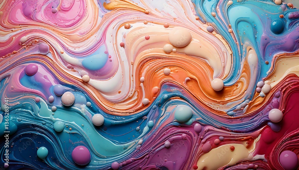 Obraz premium fluidos líquidos cremosos abstratos coloridos escorrendo e se misturando, textura