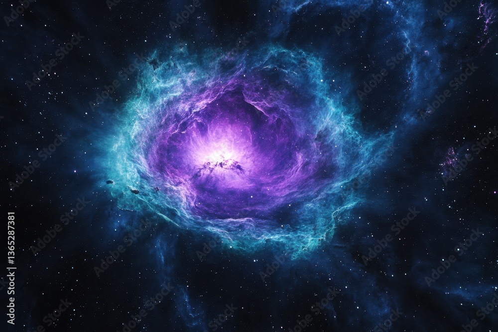 Obraz premium Stunning cosmic nebula illuminated by vibrant colors in deep space