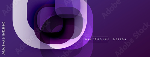 Circular abstract design with overlapping translucent circles and round shapes, blending gradients and smooth curves, creating depth, contrast, and a dynamic visual effect