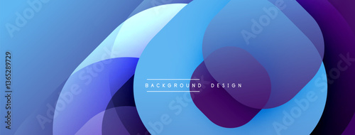 Circular abstract design with overlapping translucent circles and round shapes, blending gradients and smooth curves, creating depth, contrast, and a dynamic visual effect