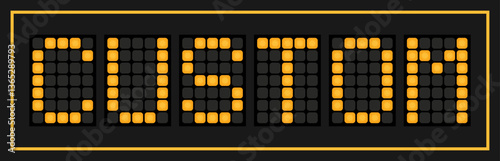 Orange color led banner in word custom on black background