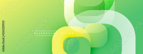 Circular abstract design with overlapping translucent circles and round shapes, blending gradients and smooth curves, creating depth, contrast, and a dynamic visual effect