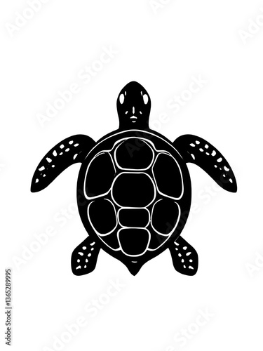 sea turtle illustration icon, black silhouette vector
