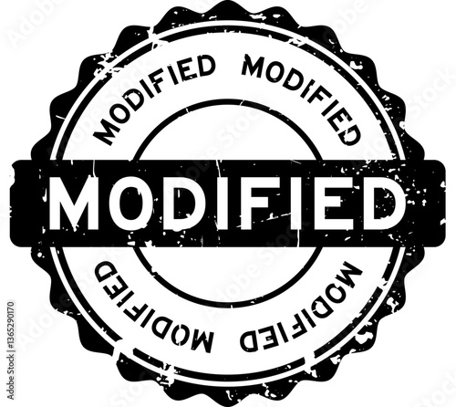 Grunge black modified word round rubber seal stamp on white background