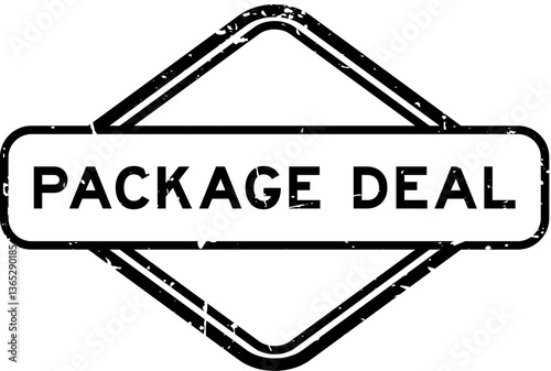 Grunge black package deal word rubber seal stamp on white background