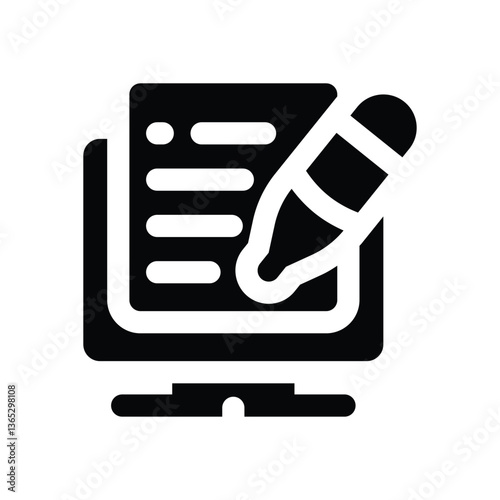 copywriter glyph icon. Strong and solid vector icon for websites, mobile interfaces, presentations, and visual branding. High quality and easy to edit.