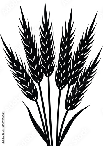 Wheat Sheaves Silhouette Isolated on Transparent Background Harvest Icon