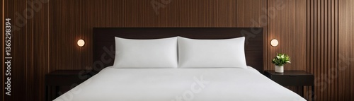Contemporary hotel room with a spacious king bed, dark wood paneling, and soft LED mood lighting