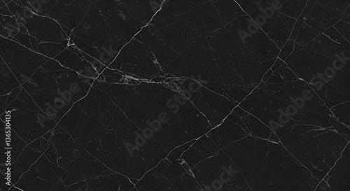 Black white dark abstract pattern background. Marble marbled effect. Cracked vein line. Solid rock stone. Close-up. Design. 