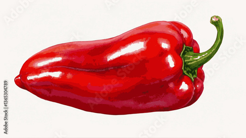 Bright red bell pepper isolated watercolor vector illustration svg	