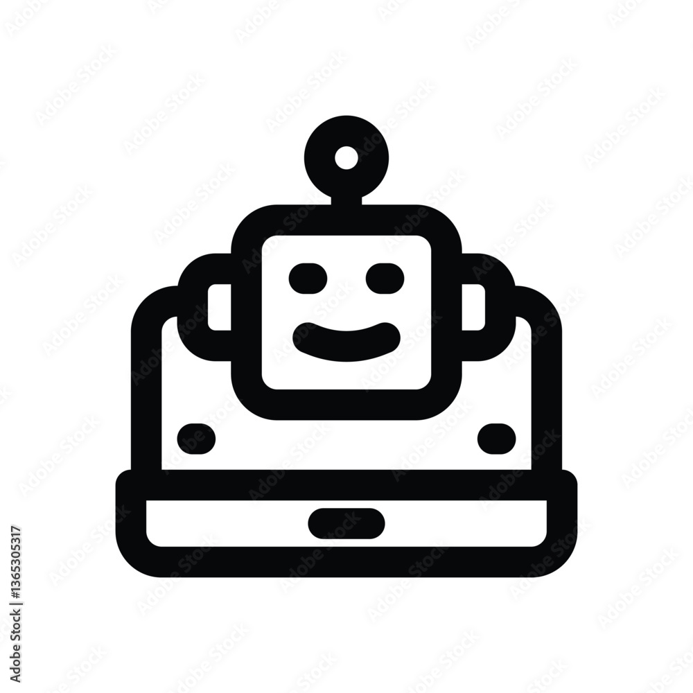 Fototapeta premium virtual bot line icon. Clean and minimalist vector icon for websites, mobile apps, presentations, and logos. Fully scalable and customizable for any project.