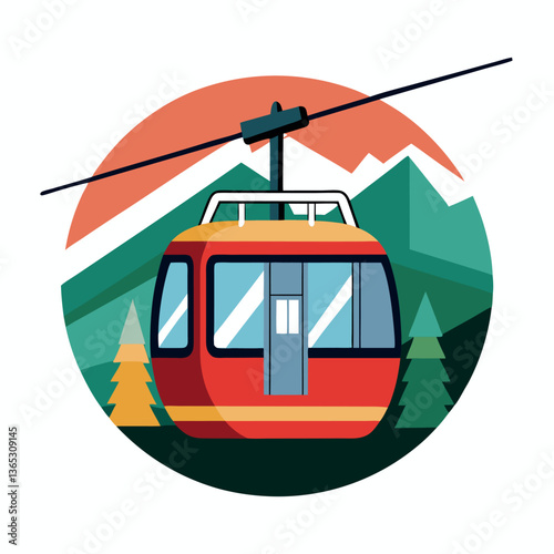Aerial tramway with a white background.