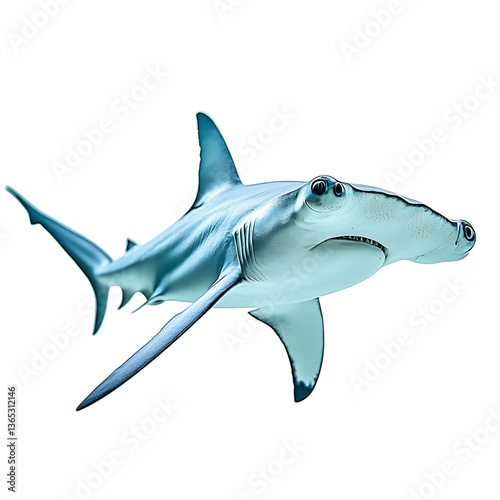 A Sleek Hammerhead Shark Swimming Gracefully Isolated on Transparent Background