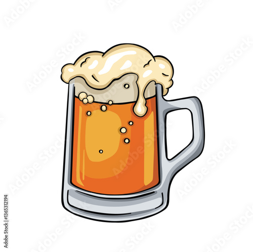 beer mug with foamy drink color cartoon vector