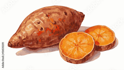 Sweet potato isolated watercolor vector illustration svg	