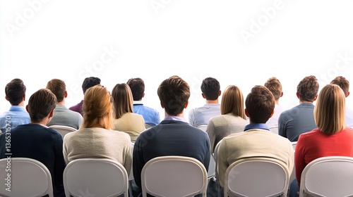 Audience viewing presentation, rear view. (1)