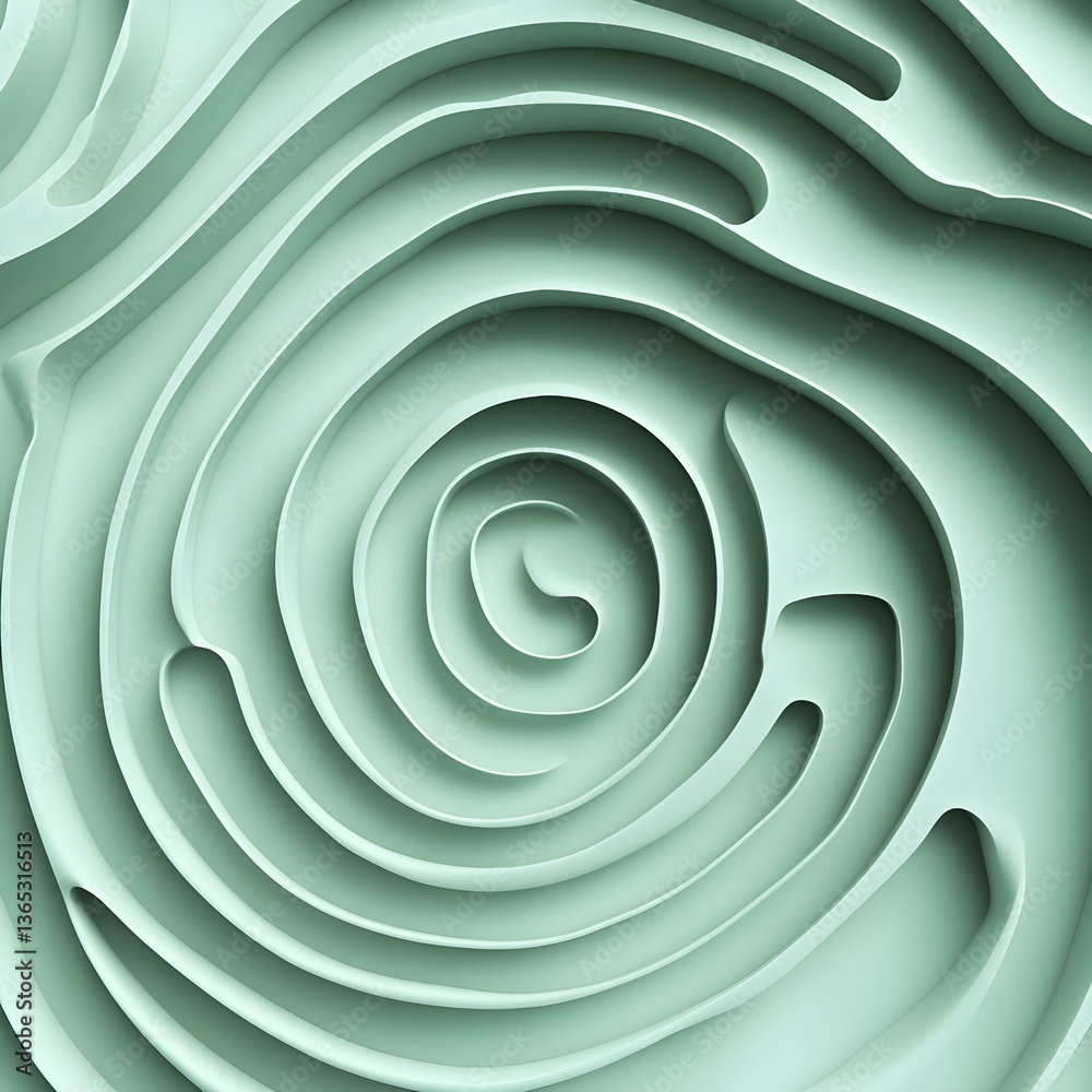 Fototapeta premium Light Green 3D Render with Fluid Design