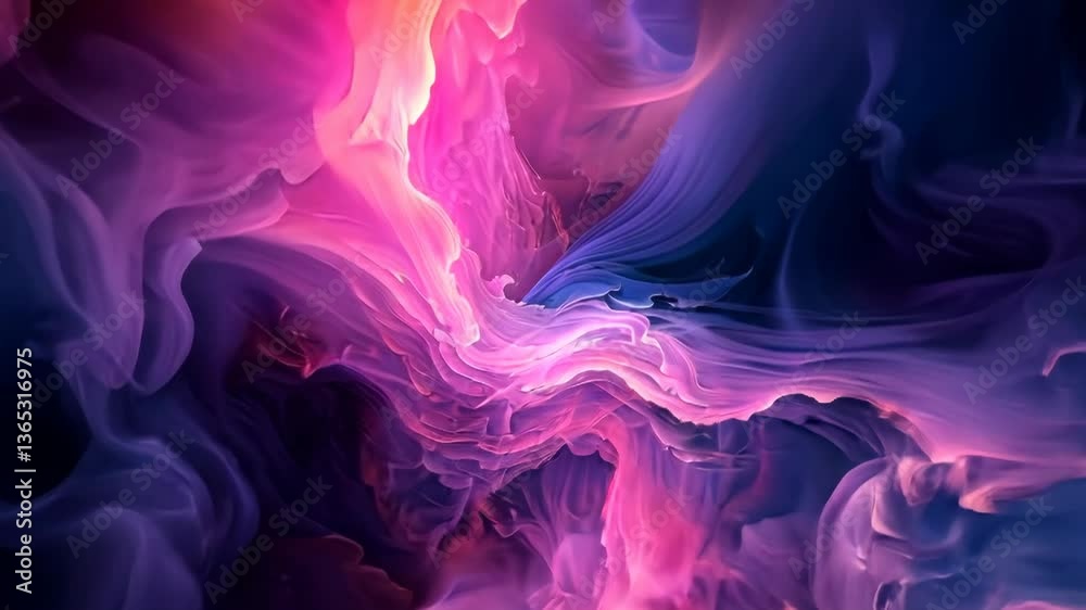 Fluid abstract smoke background motion picture. Purple and pink paint swirling in water, dreamy and mystical footage. Backdrop element, elegant and ethereal visuals effect Fluid abstract smoke background motion picture. Purple and pink paint swirling in water, dreamy and mystical footage. Backdrop element, elegant and ethereal visuals effect