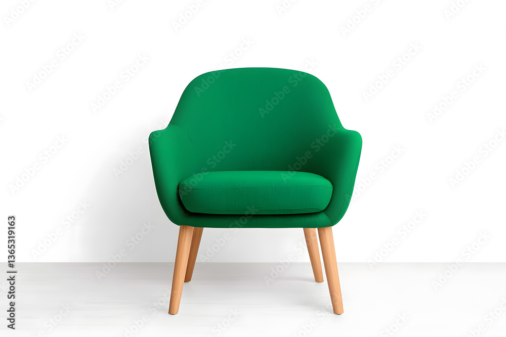 Fototapeta premium Comfortable green armchair isolated on white background