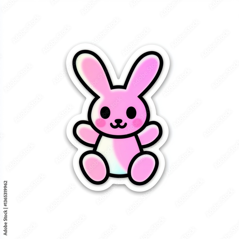 Obraz premium Adorable Pastel Pink Bunny Rabbit Sticker Design