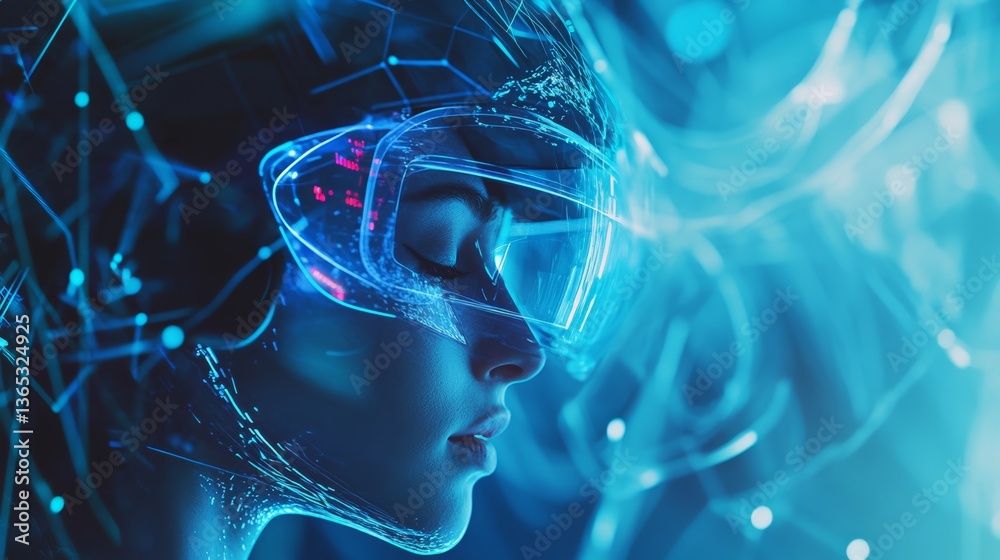 A futuristic AI powered virtual reality meditation system guiding users through customized relaxation experiences with real time feedback, Wellness technology style, photo of A futuristic AI powered virtual reality meditation system guiding users through customized relaxation experiences with real time feedback, Wellness technology style, photo of