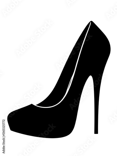 high heel shoe illustration icon, black silhouette vector