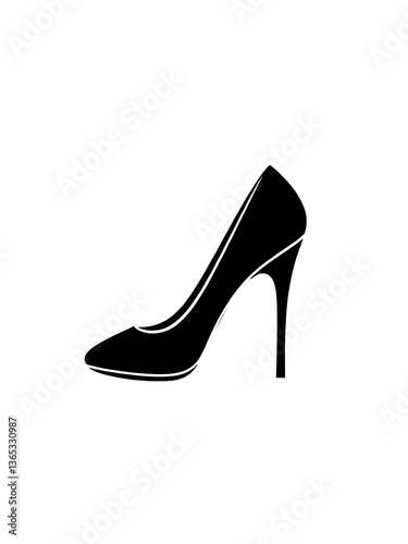 high heel shoe illustration icon, black silhouette vector