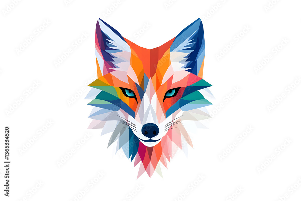 Fototapeta premium Abstract Low polygon geometric red fox face design isolated on white background