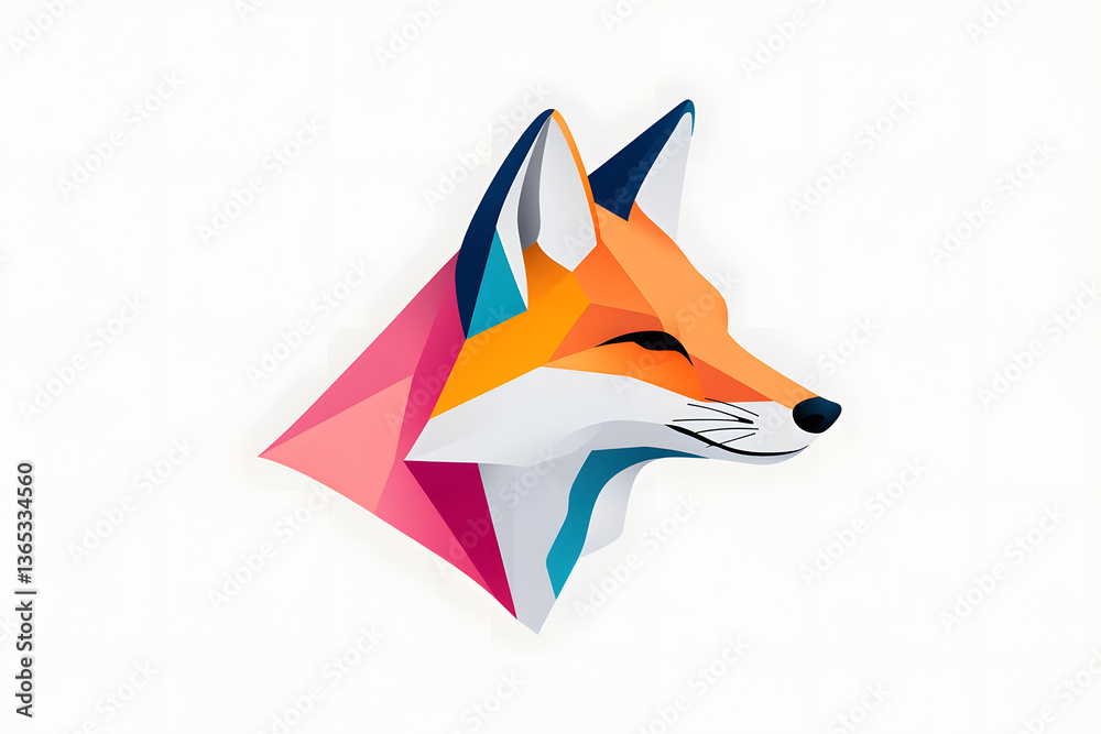 Fototapeta premium Abstract Low polygon geometric red fox face design isolated on white background