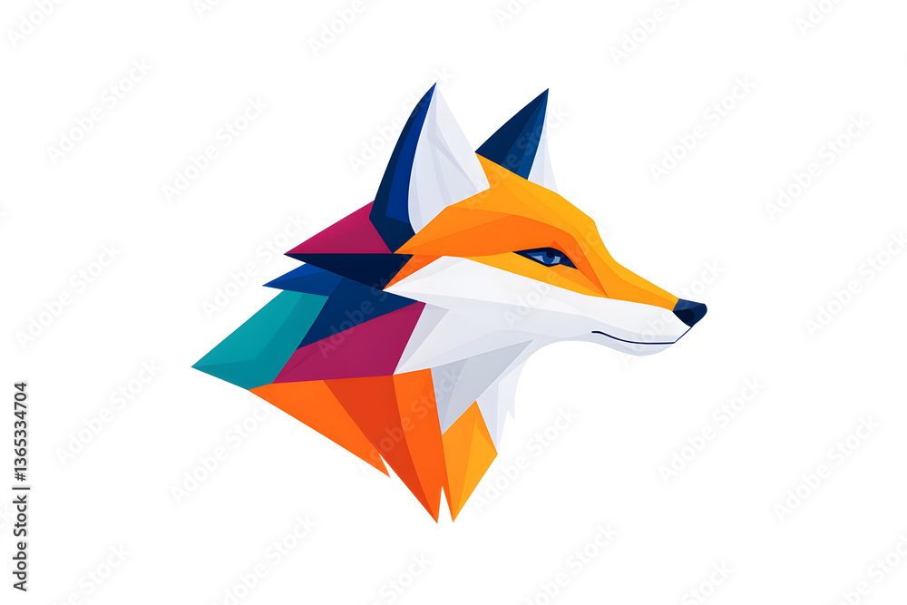 Naklejka premium Abstract Low polygon geometric red fox face design isolated on white background