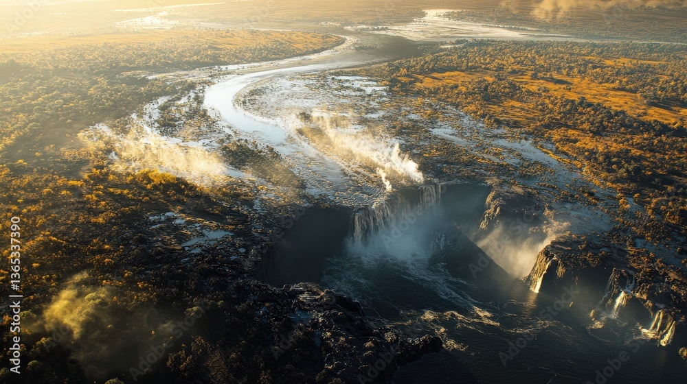 Naklejka premium Victoria Falls is an important site for scientists studying the geology and hydrology of the Zambezi River and its impact on the environment