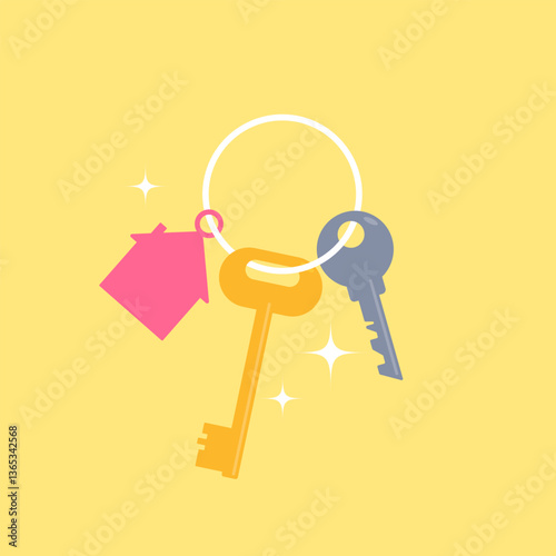 different types of keys.  Buy or sell building icon or print. Mortgage loan. Housing for rent. Template for sale, rent home. rent house, concept.