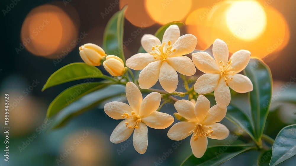 Obraz premium Soft-Focus Blossoms at Sunset