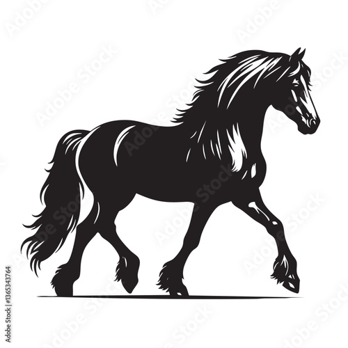 Majestic Black Horse Galloping: A Stunning Silhouette of Equine Power and Grace