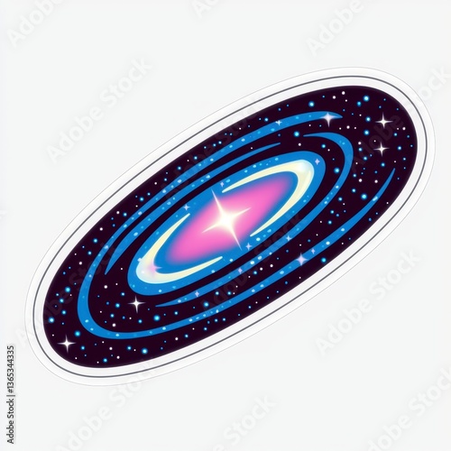 Oval Galaxy Illustration Cosmic Swirl of Stars and Nebula