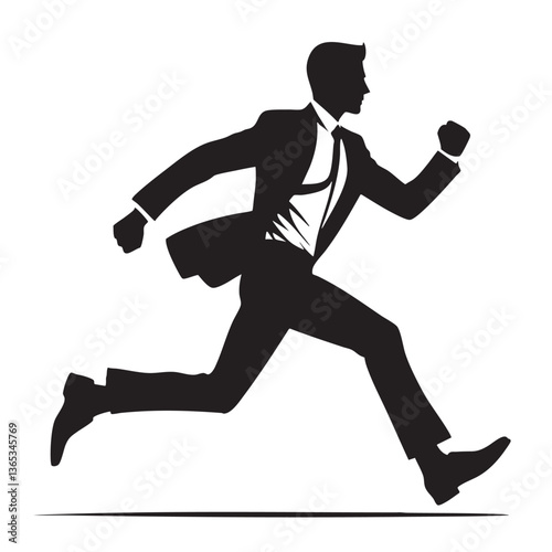 Running Businessman Silhouette: Speed, Ambition, and Success in Business