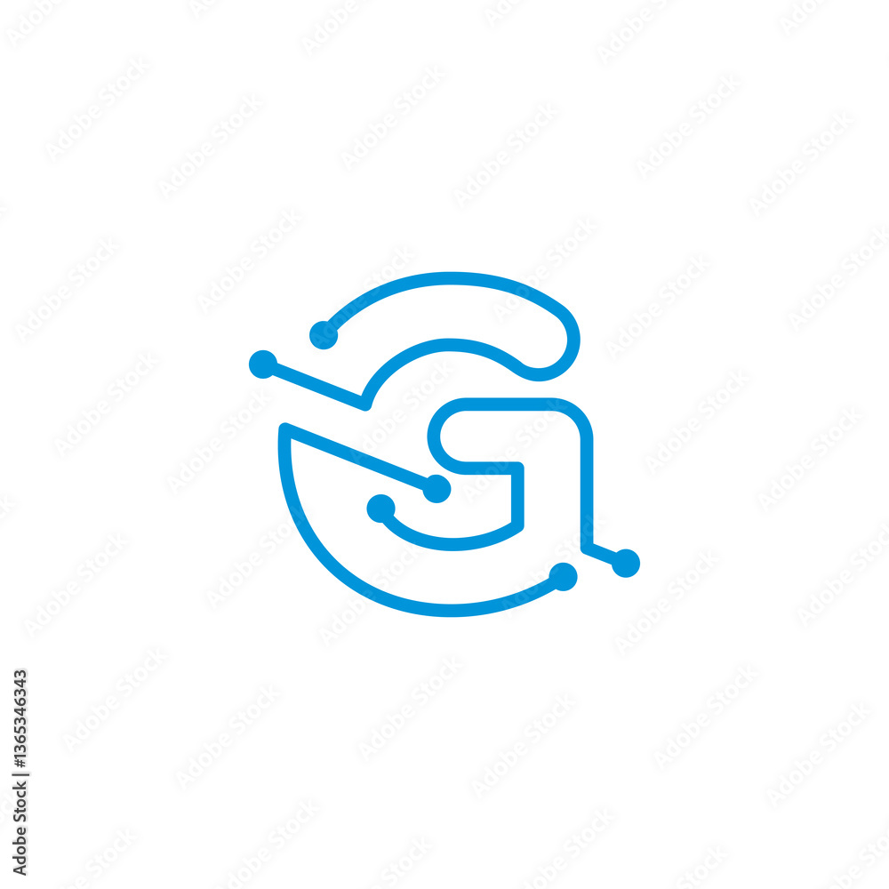 Obraz premium Circuit Letter G Logo 002