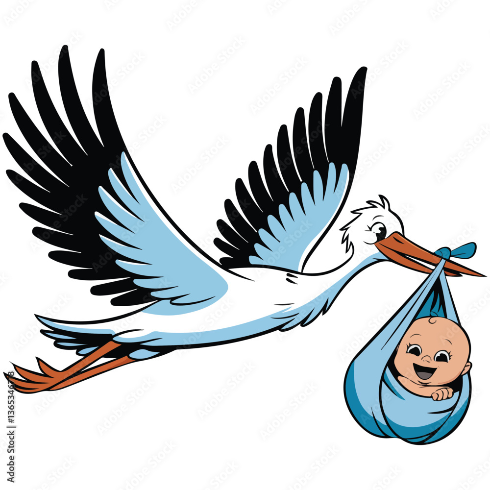 Fototapeta premium Cartoon stork vector