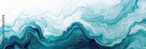 turquoise and green watercolor background with green waves , teal blue green Abstract watercolor paint background.banner	
