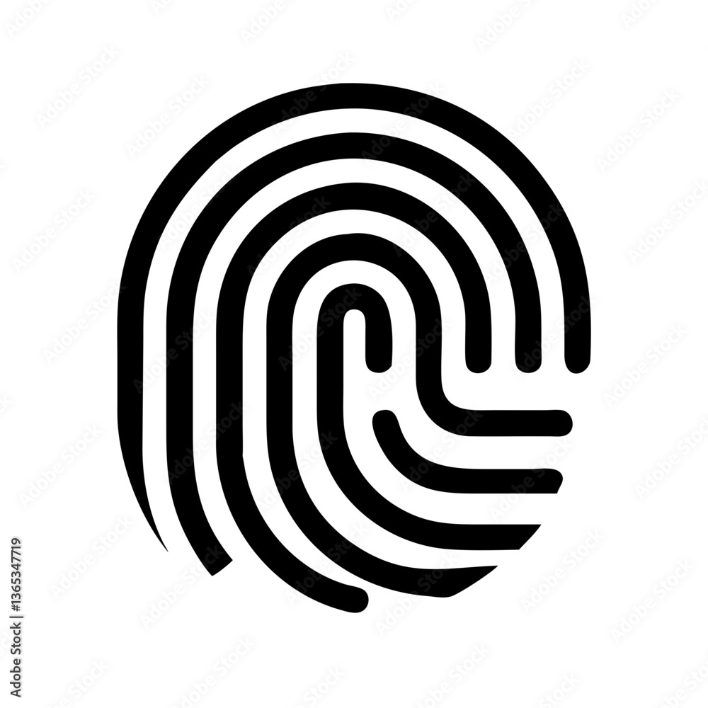 finger print fingerprint lock secure security logo vector pictogram