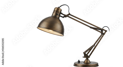 Canvas Print Isolated Bronze Adjustable Desk Lamp