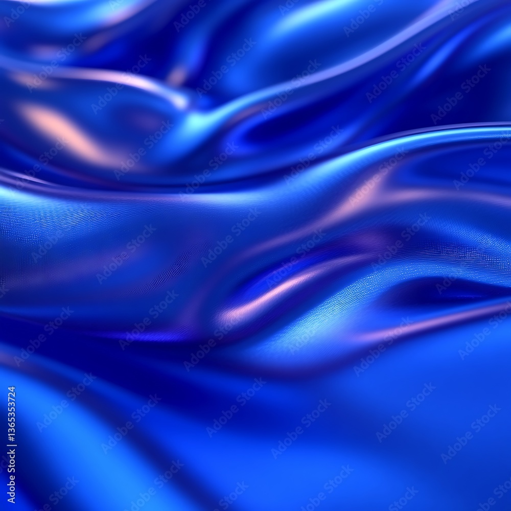 Fototapeta premium Blue silk fabric flowing, studio backdrop, elegant design