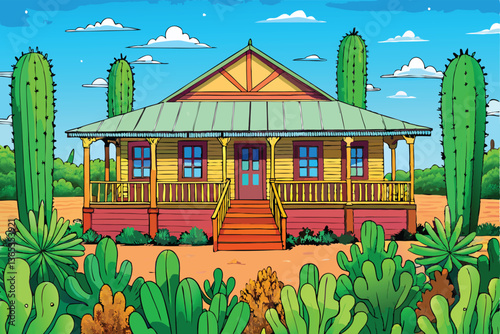 farm house with flowers and plants
