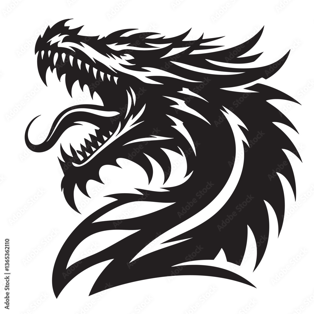 Majestic Dragon Head: Mythical Creature, Fantasy Beast, Powerful Symbol