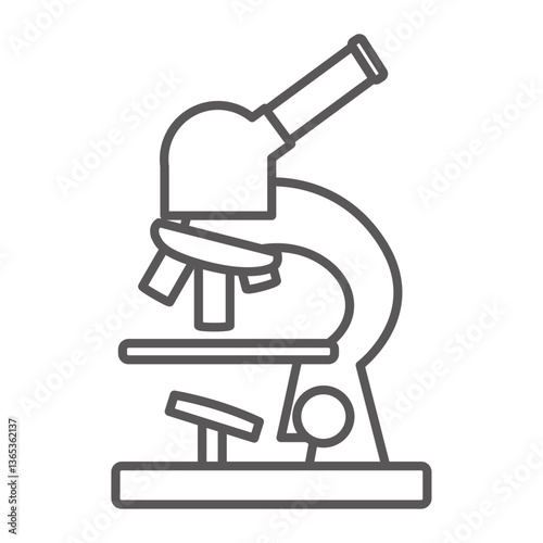 顕微鏡のラインベクターアイコン：科学研究のシンボル - Microscope Line Vector Icon: Symbol of Scientific Research
